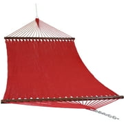 Sunnydaze 2-Person Soft-Spun Polyester Rope Spreader Bar Hammock, 600 lb Capacity - Red