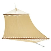 Sunnydaze 2-Person Soft-Spun Polyester Rope Spreader Bar Hammock, 600 lb Capacity - Tan