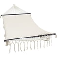 thumbnail image 1 of Sunnydaze 2-Person Woven Cotton Spreader Bar Hammock, 770 lb Capacity - Natural, 1 of 7