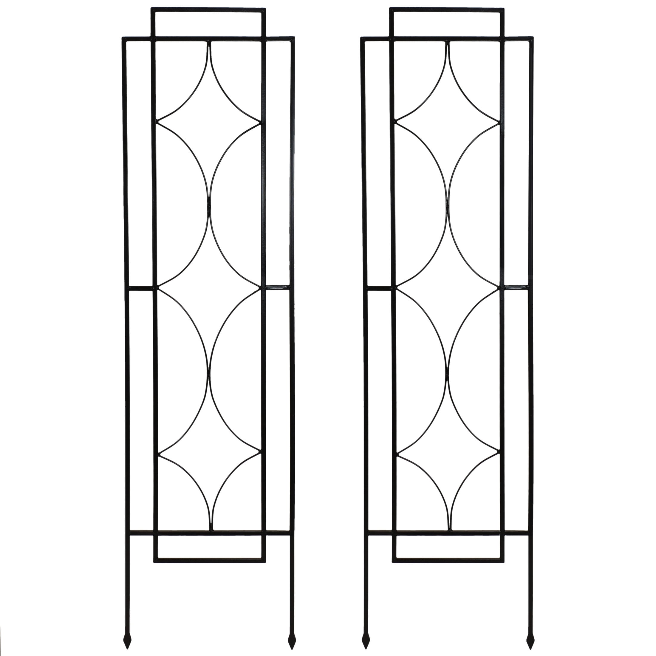 60" Black Steel Diamond Design Garden Trellis Set