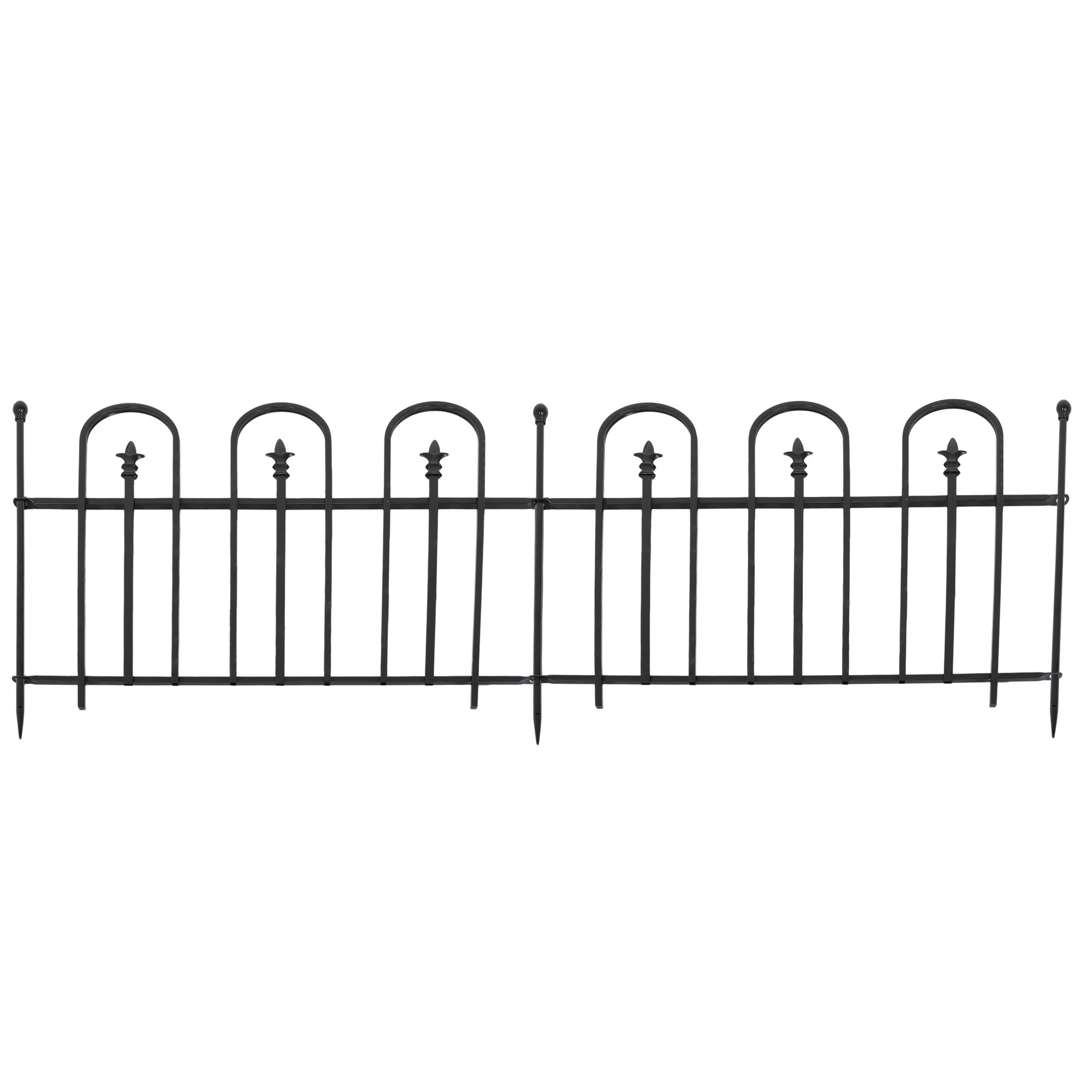 Strasbourg Black Steel Decorative Garden Fence Panels with Posts - 6' Set
