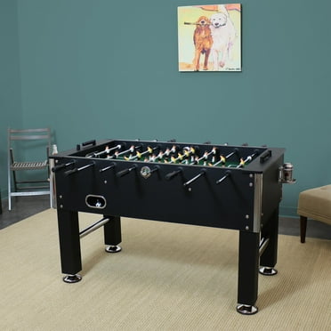 Sunnydaze 2-Player Indoor Foosball Table with 2 Drink Holders, Black
