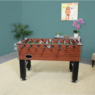 Sunnydaze 2-Player Indoor Foosball Table with Folding Drink Holders, Brown