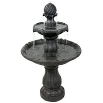 Sunnydaze Traditional Black Resin 2-Tier Solar Fountain with Battery