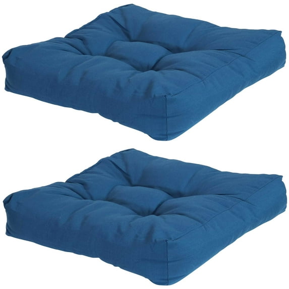 Sunnydaze 20" x 20" Blue Square Seat Cushion Set, 2 Count