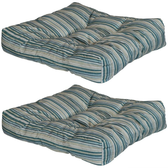 Sunnydaze 20" x 20" Neutral Stripes Square Seat Cushion Set, 2 Count