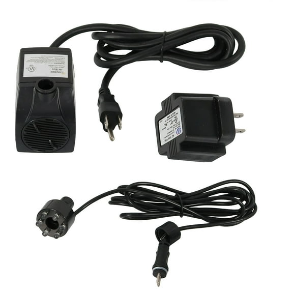 Sunnydaze 200 GPH Pump for Outdoor Fountains with White LED Light and Transformer, 12 Volt