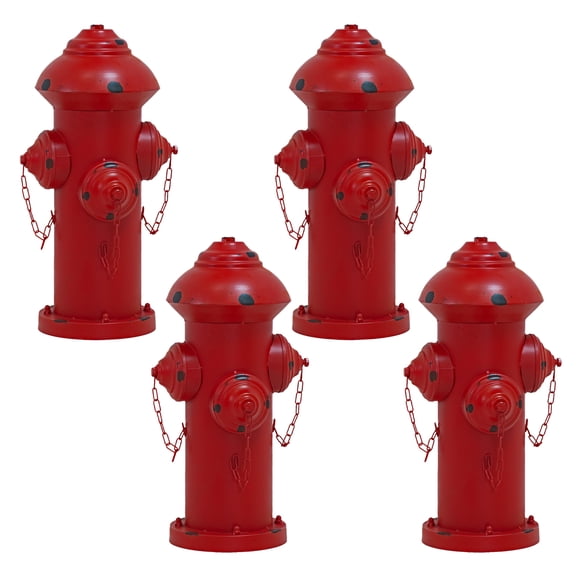 Sunnydaze 21" Fire Hydrant for Dogs Outdoor Statue, Red, 4pk