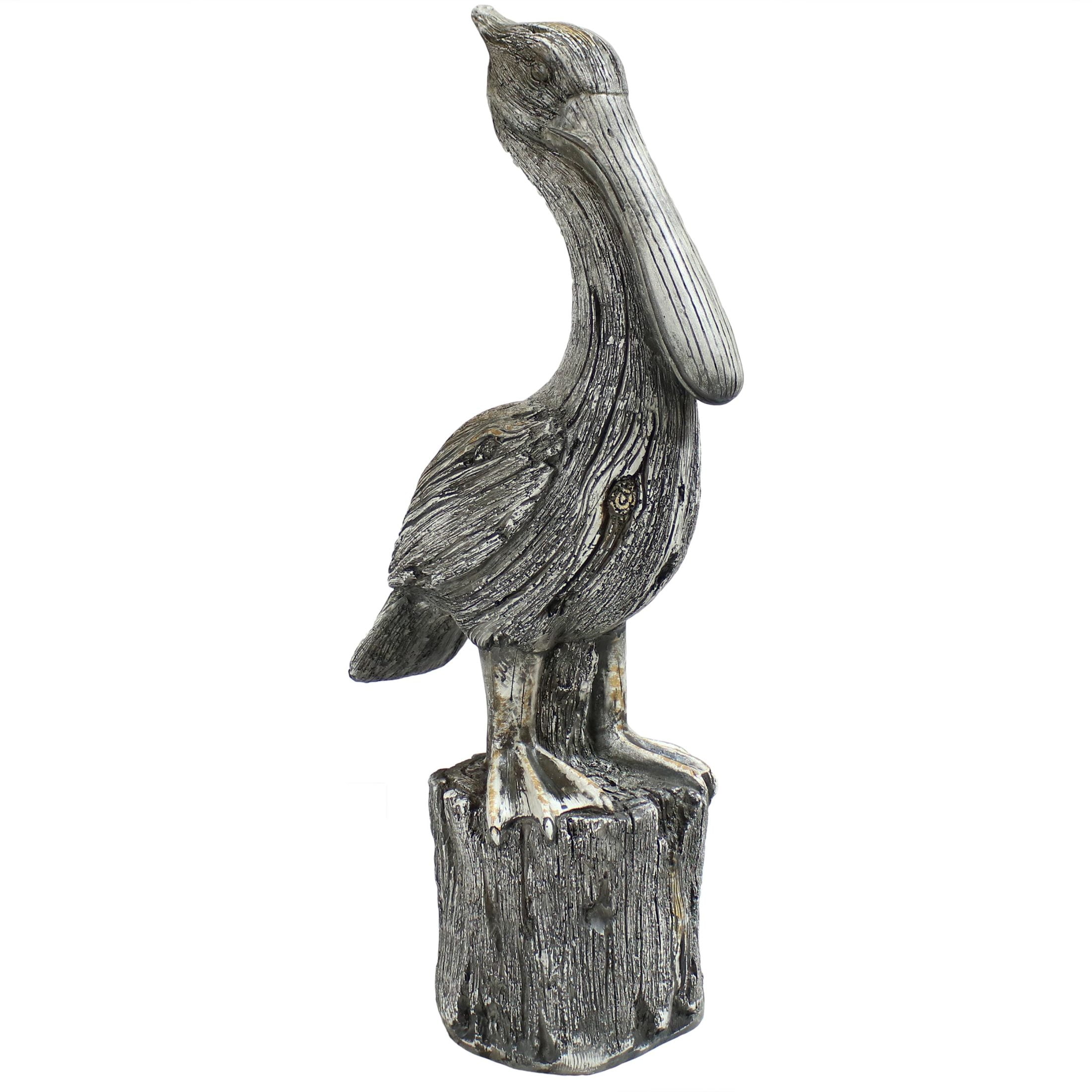 Gray Polystone Nautical Pelican Garden Statue 22-Inch