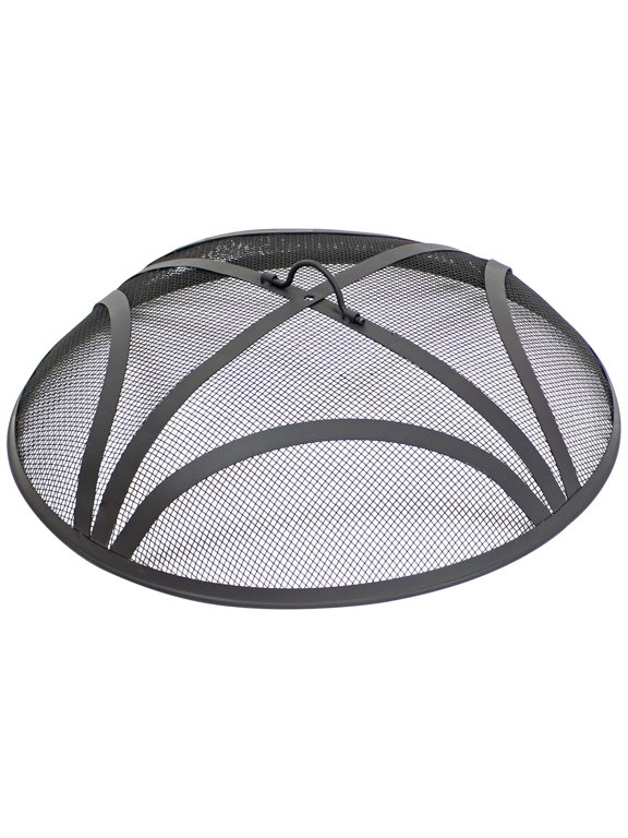 22" Reinforced Steel Mesh Black Fire Pit Spark Screen with Ring Handle