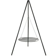 Sunnydaze 22 x 22 Powder-Coated Steel Black Round Tripod Fire Pit Cooking Grill System