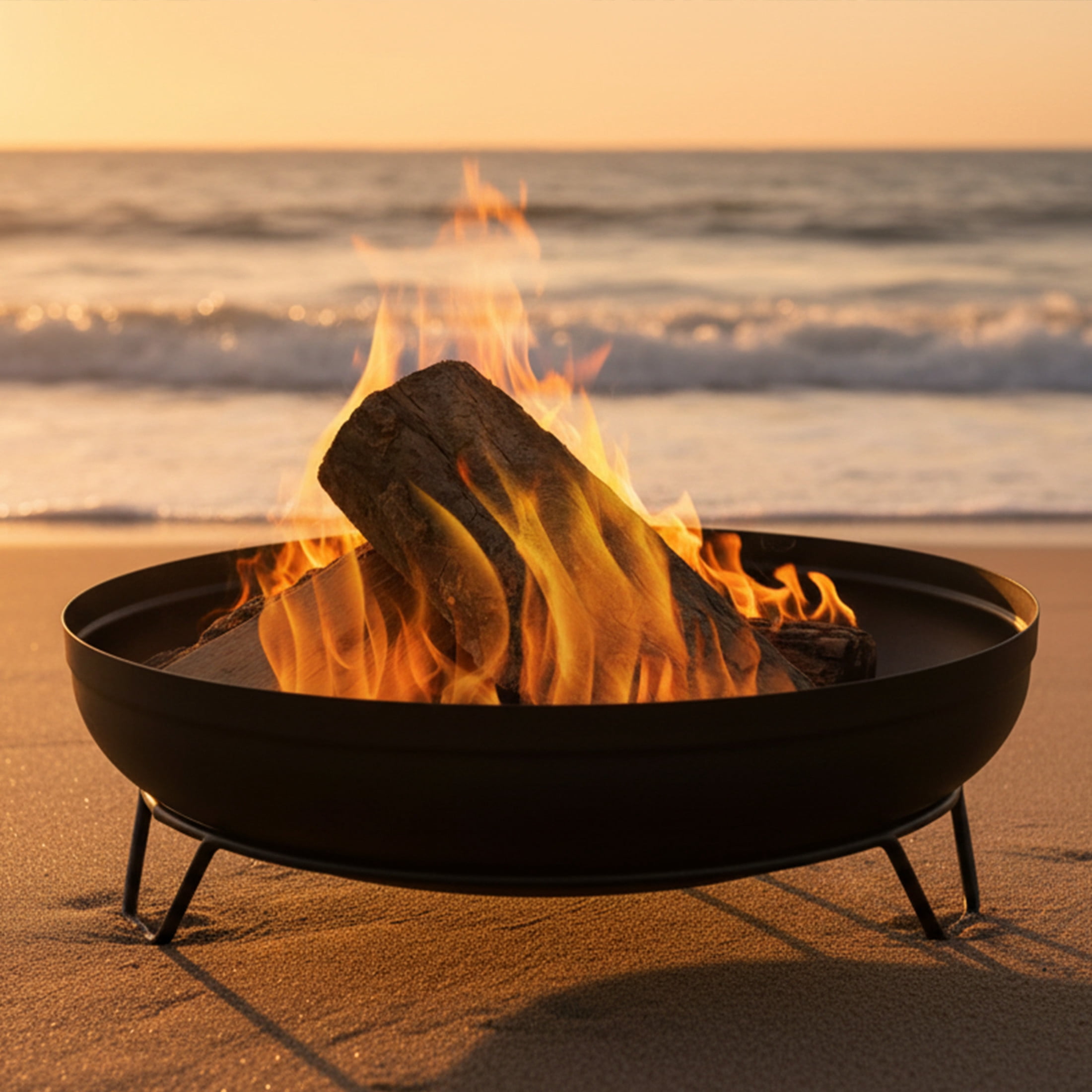 Sunnydaze 23" Round Wood-Burning Black Finish Steel Fire Pit Bowl
