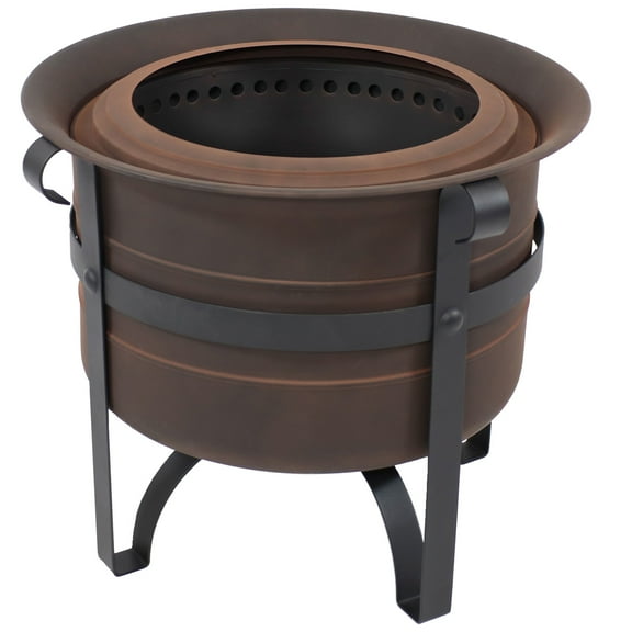 Sunnydaze 23" Round Wood-Burning Bronze Finish Steel Cauldron-Style Smokeless Fire Pit