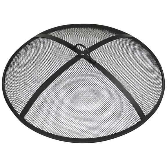 Sunnydaze 24" Round Steel Mesh Heavy-Duty Fire Pit Spark Screen with Handle