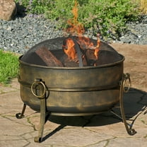 Sunnydaze 24" Round Wood-Burning Dark Bronze Finish Steel Cauldron Outdoor Fire Pit Bowl