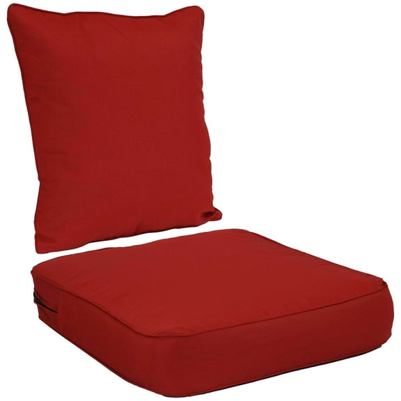 Sunnydaze 24" x 24" Red Seat and Back Cushion Set for Outdoor Chairs, 2 Count