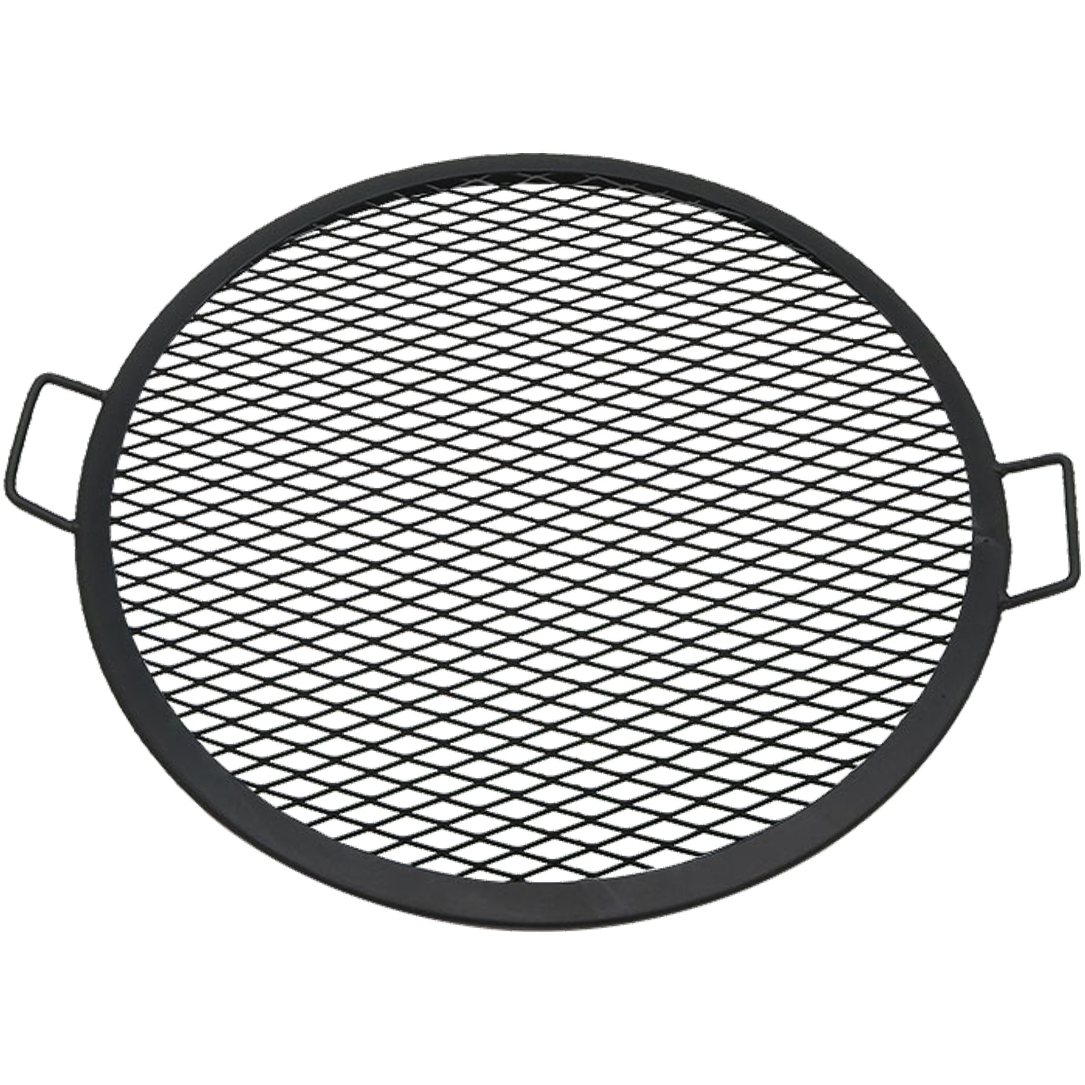 24-Inch Round Black Steel Fire Pit Cooking Grate with Handles