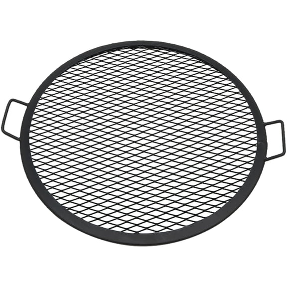 Sunnydaze 24" x 24" Steel Round Black X-Mark Fire Pit Cooking Grill with Handles