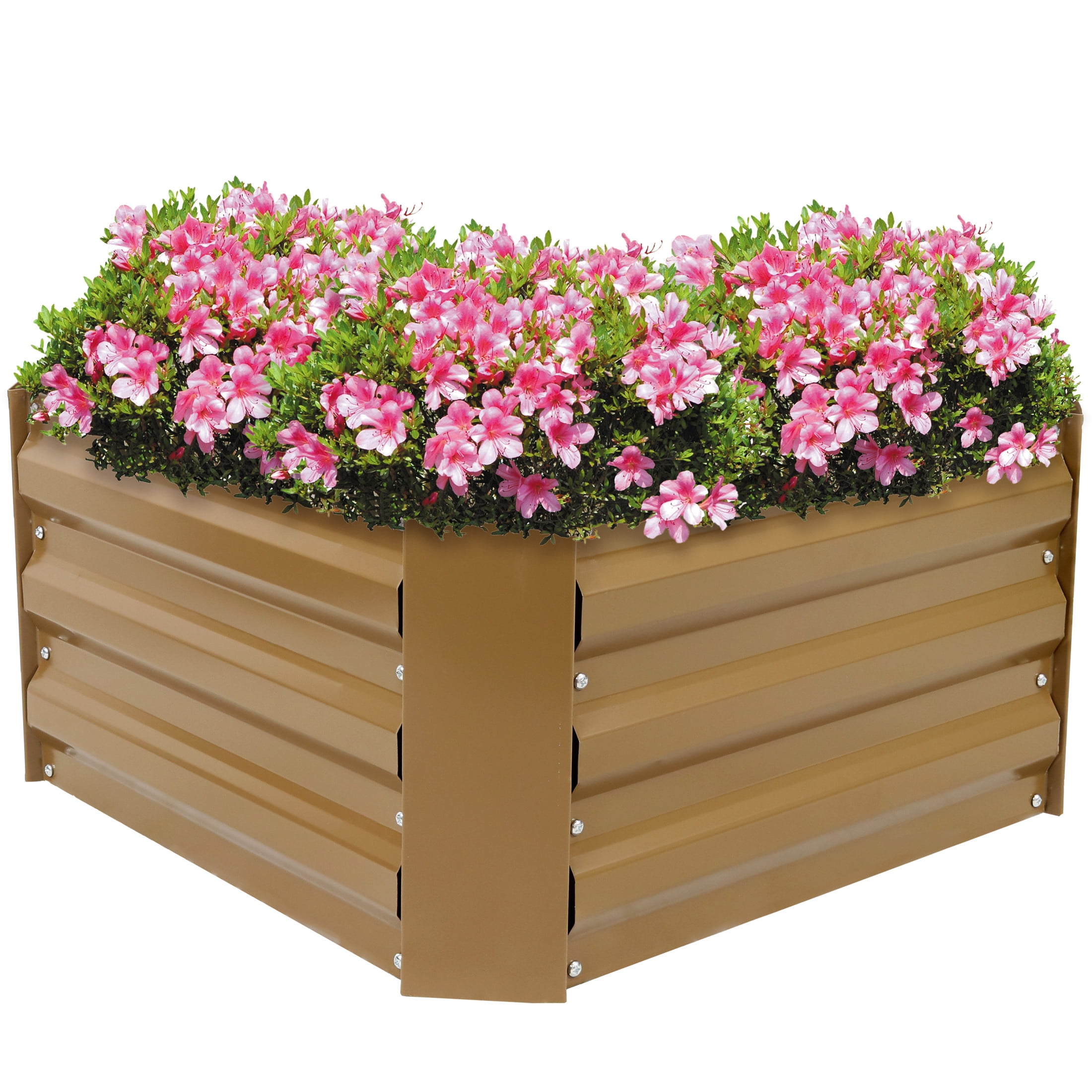 Brown Galvanized Steel Raised Garden Bed for Outdoor Plants
