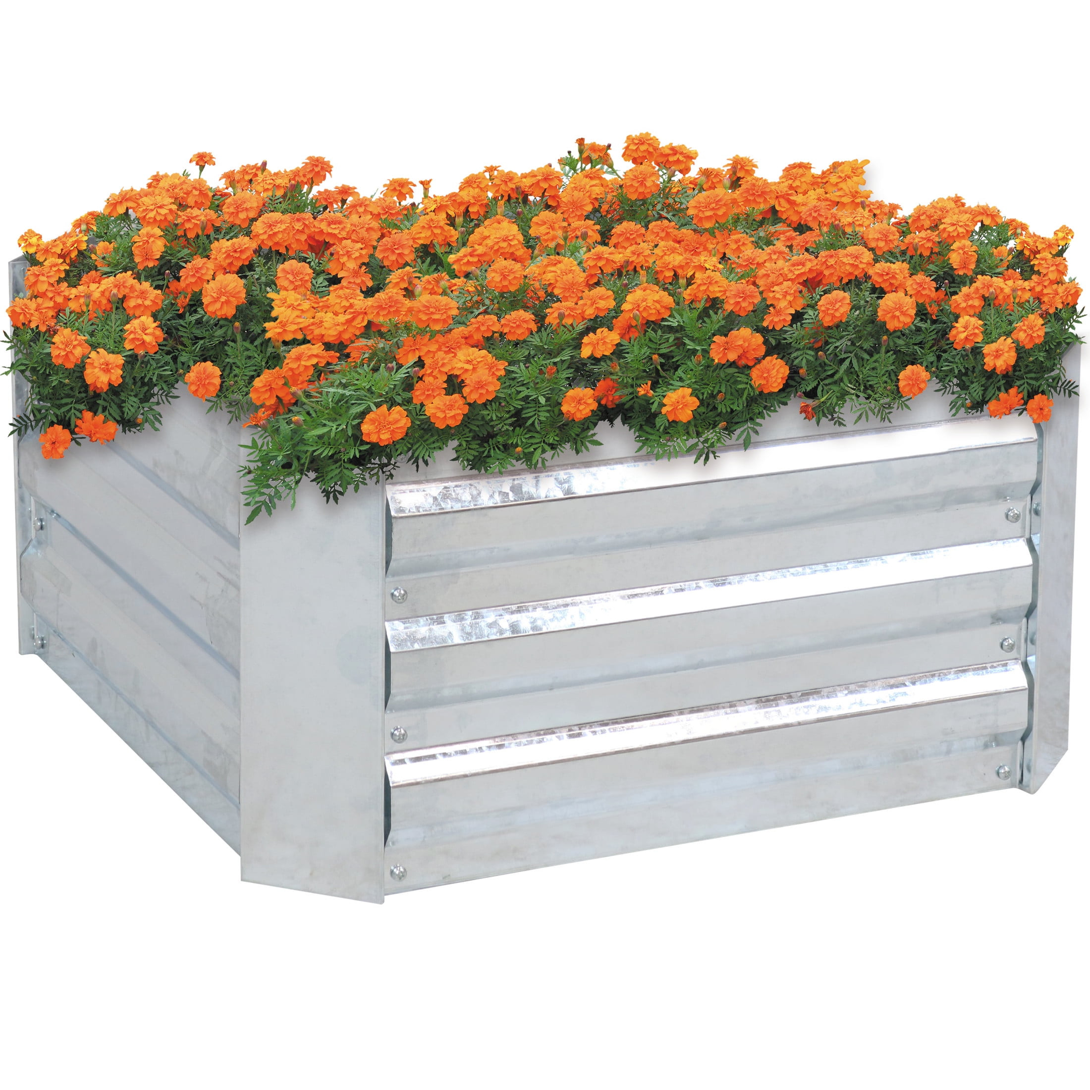 24" Square Galvanized Steel Raised Garden Bed in Silver