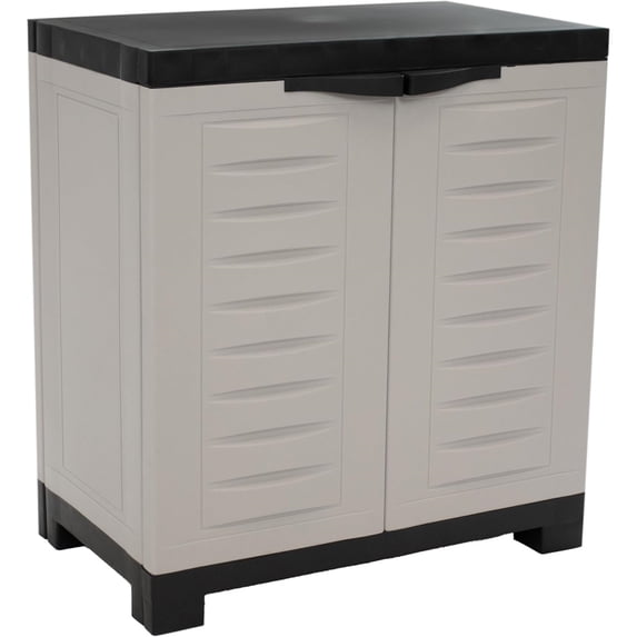 Sunnydaze 25.5" H Resin Garage Storage Cabinet - Garage Cabinet with Adjustable Shelf - Freestanding Utility Storage for Laundry Room, Office, Basement - Gray