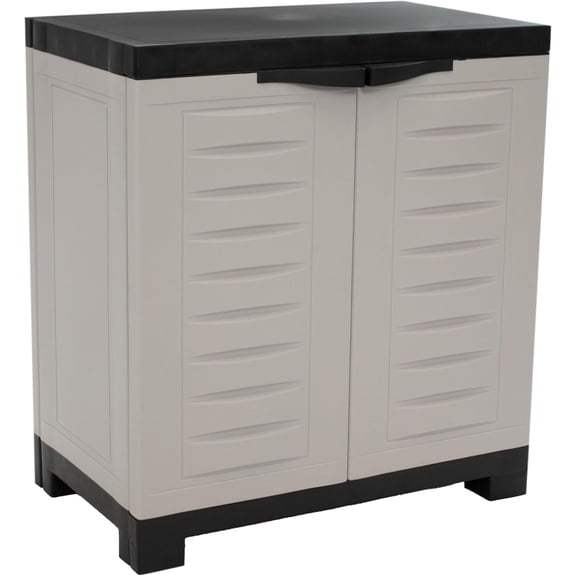 Sunnydaze 25.5" H Resin Garage Storage Cabinet - Garage Cabinet with Adjustable Shelf - Freestanding Utility Storage for Laundry Room, Office, Basement - Gray