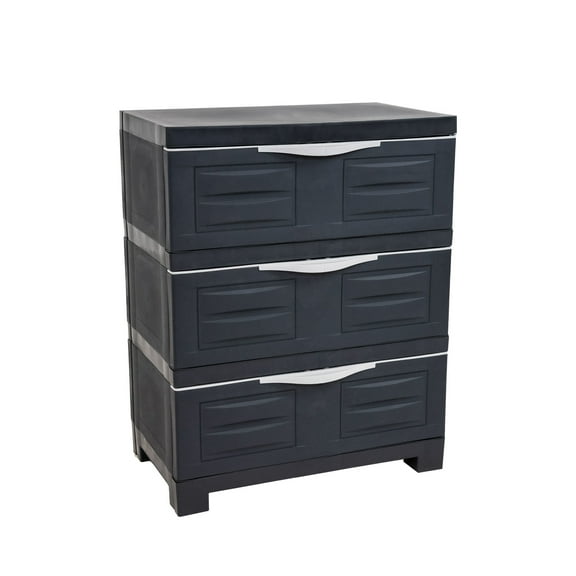 Sunnydaze 29.5" Plastic 3-Drawer Freestanding Storage Drawers, Charcoal