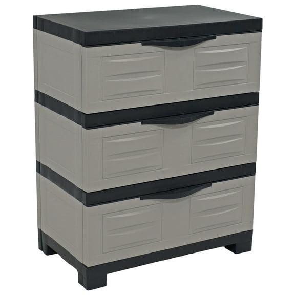 Sunnydaze 29.5" Plastic 3-Drawer Freestanding Storage Drawers, Gray w/ Charcoal Trim