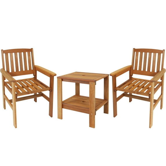 Sunnydaze 3-Piece Meranti Wood Patio Conversation Set