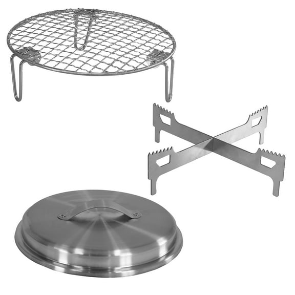 Sunnydaze 3-Piece Stainless Steel Smokeless 8.75" Diameter Tabletop Fire Pit Accessory Kit