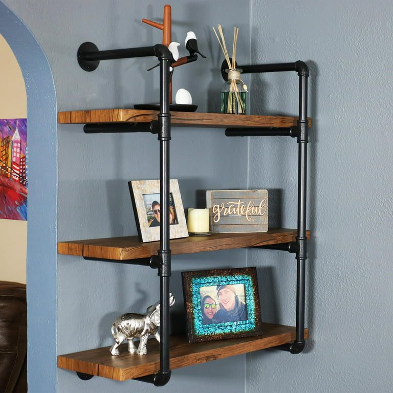 Sunnydaze 3 Shelf Industrial Style Pipe Frame Wall-mounted