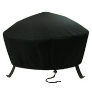 Sunnydaze 30" Diameter x 12" H Black Solid Fire Pit Cover, Drawstring