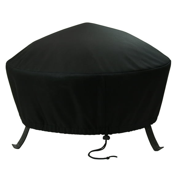 Sunnydaze 30" Diameter x 12" H Black Solid Fire Pit Cover, Drawstring