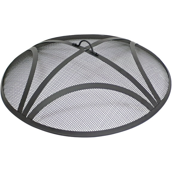 Sunnydaze 30" Round Steel Mesh Fire Pit Spark Screen with Ring Handle