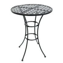 Sunnydaze 30" Round Wrought Iron Patio Bar Table, Black
