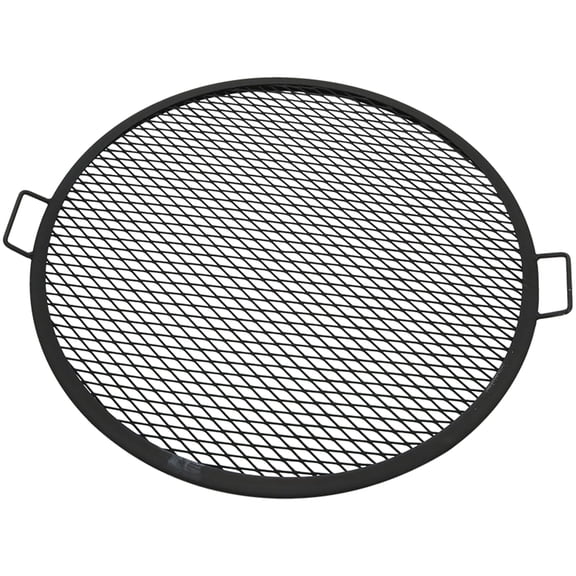 Sunnydaze 30" x 30" Steel Black Round X-Mark Fire Pit Cooking Grill with Handles