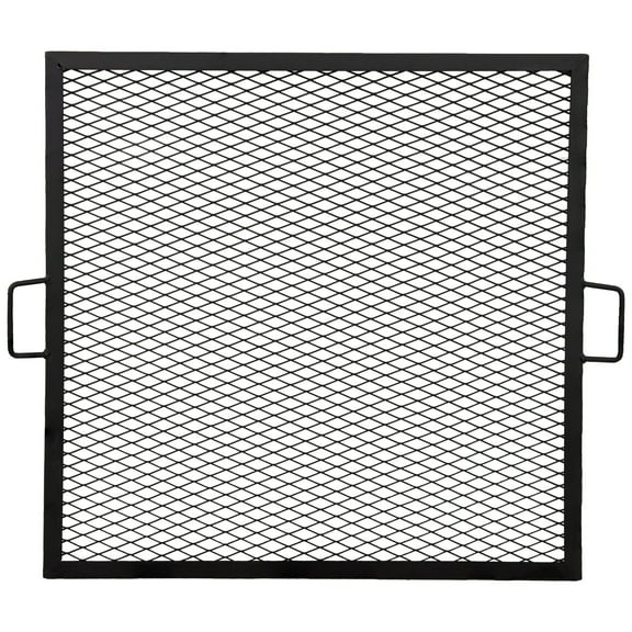Sunnydaze 30" x 30" Steel Black Square Fire Pit Cooking Grill with Handles