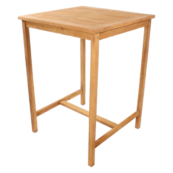 Sunnydaze 31" Teak Bar-Height Outdoor Dining Table