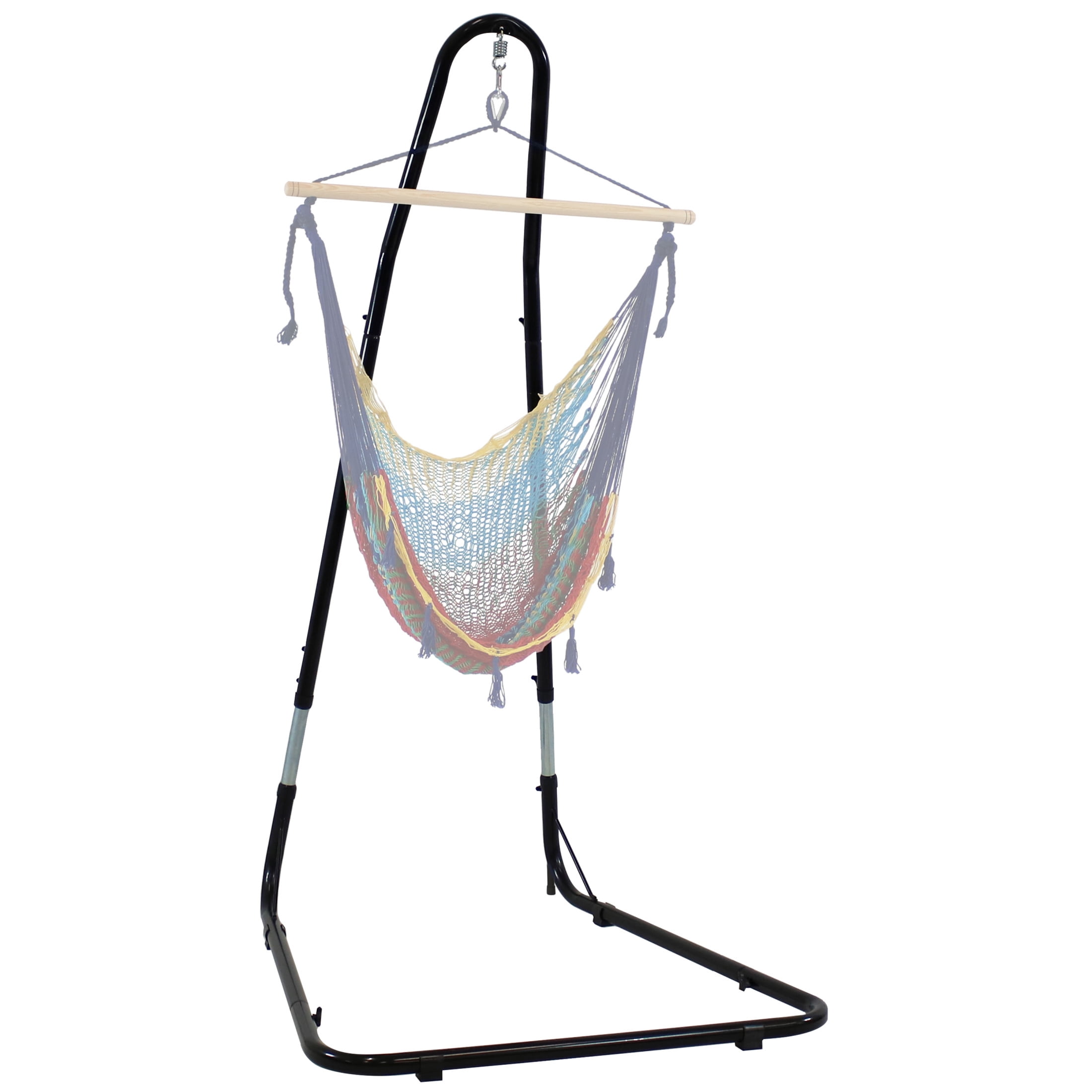 Adjustable Black Powder-Coated Steel Hammock Chair Stand