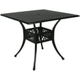thumbnail image 1 of Sunnydaze 35" Square Cast Aluminum Outdoor Dining Table with Umbrella Hole, Black, 1 of 10