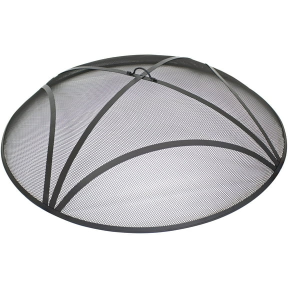 Sunnydaze 36" Reinforced Steel Mesh Black Fire Pit Spark Screen with Ring Handle