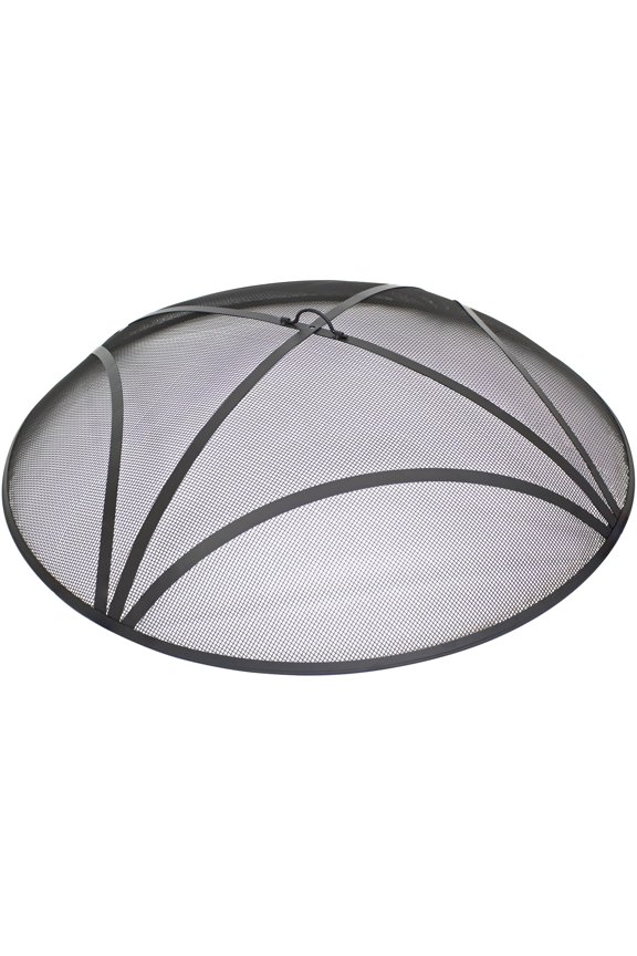 36" Reinforced Steel Mesh Black Fire Pit Spark Screen with Ring Handle