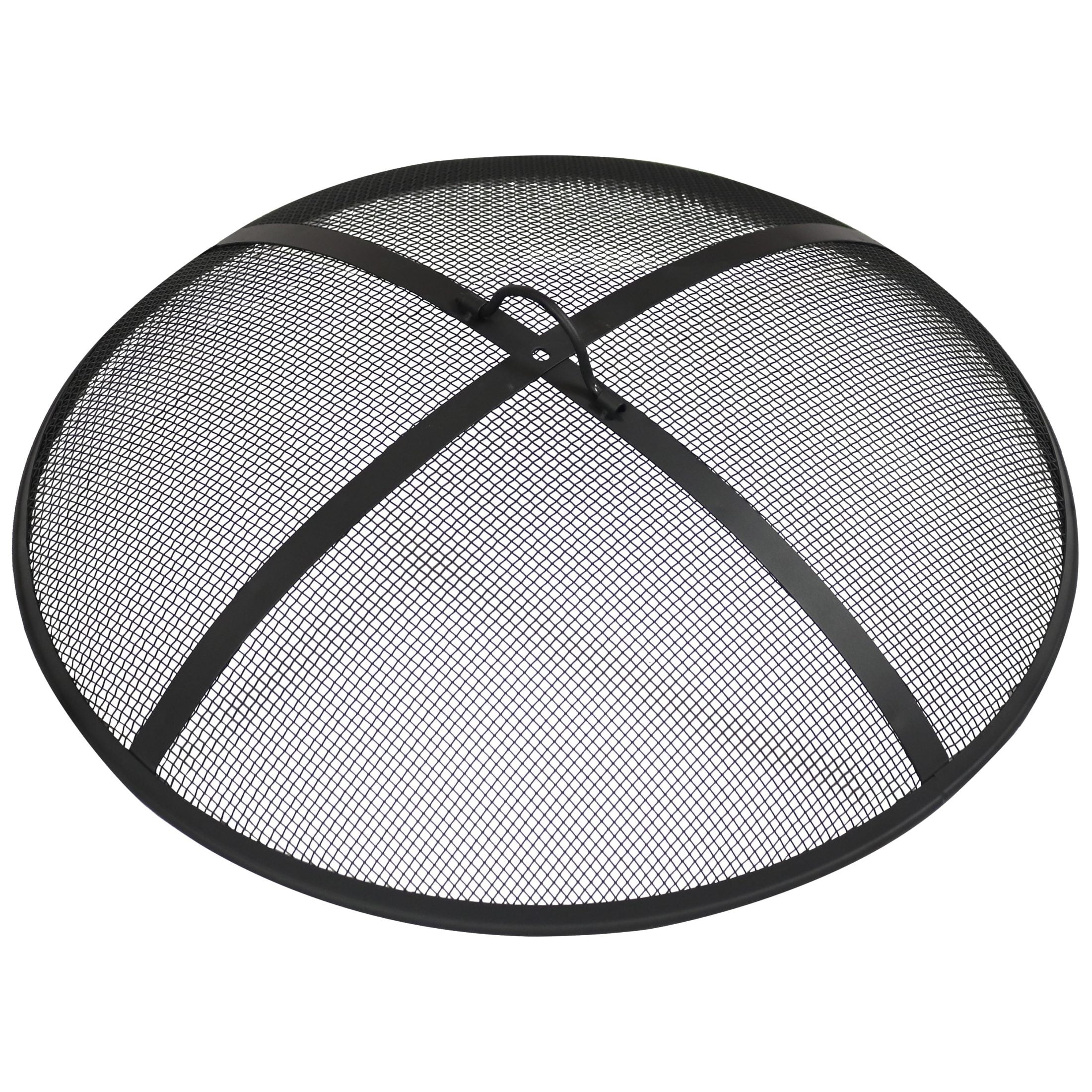 Heavy-Duty Black Steel Mesh Round Fire Pit Spark Screen