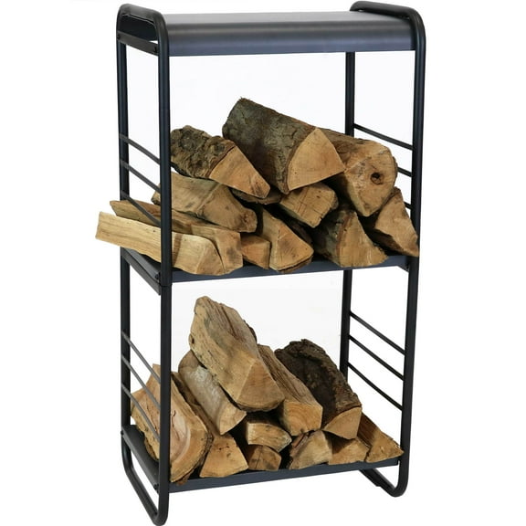 Sunnydaze 36" Rounded Edge Indoor or Outdoor Iron and Steel Firewood Log Holder