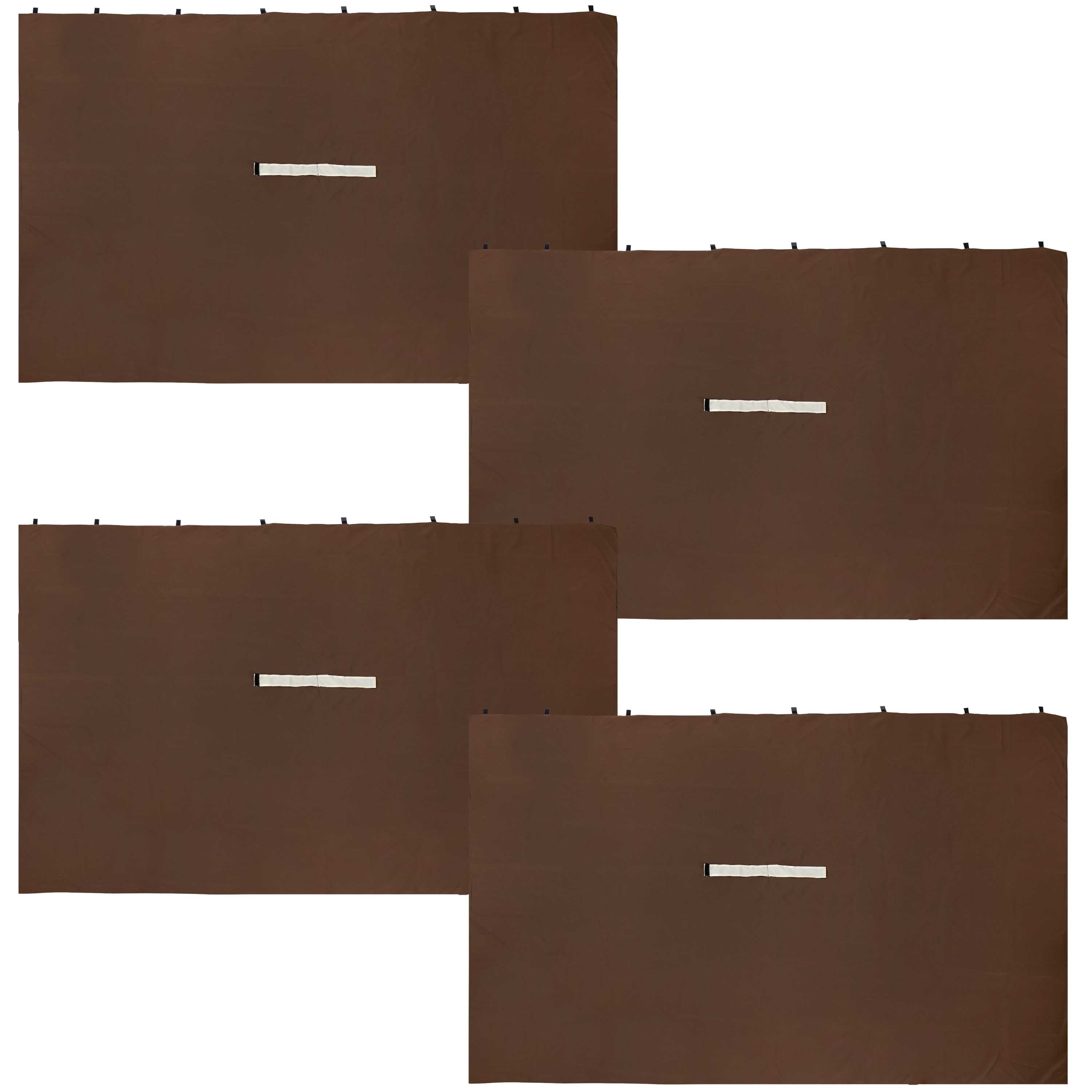 Brown Polyester 4-Piece Gazebo Privacy Sidewall Set