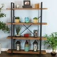 thumbnail image 1 of Sunnydaze 4-Tier Bookshelf - Industrial Style with Freestanding Open Shelves with Veneer Finish - Holds Books, Media, Storage Cubes, DVDs and More - North American Teak, 1 of 7