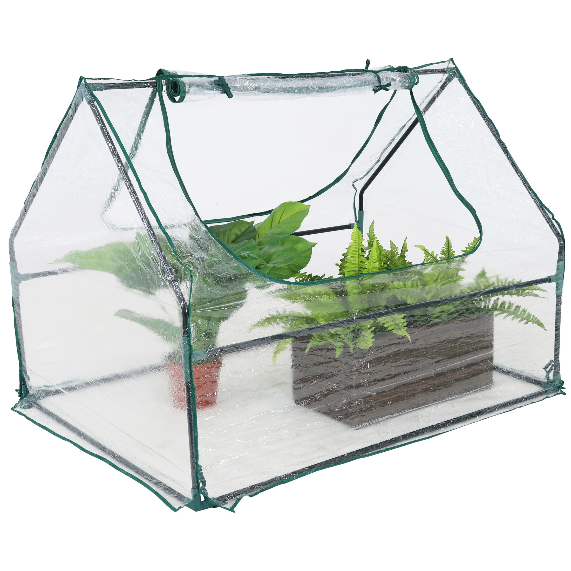Sunnydaze 4' x 3' x 3' Outdoor Portable Mini Greenhouse, Clear Cover