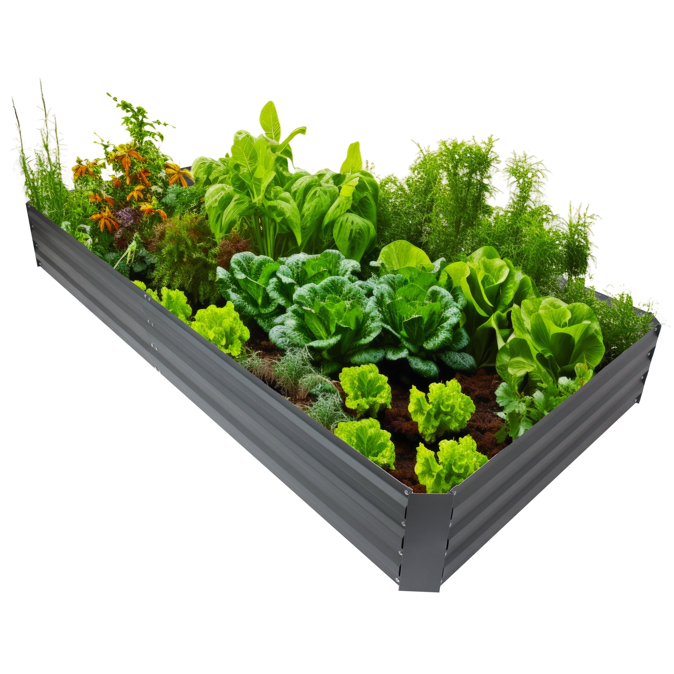 Gray Galvanized Steel 4' x 8' Raised Garden Bed