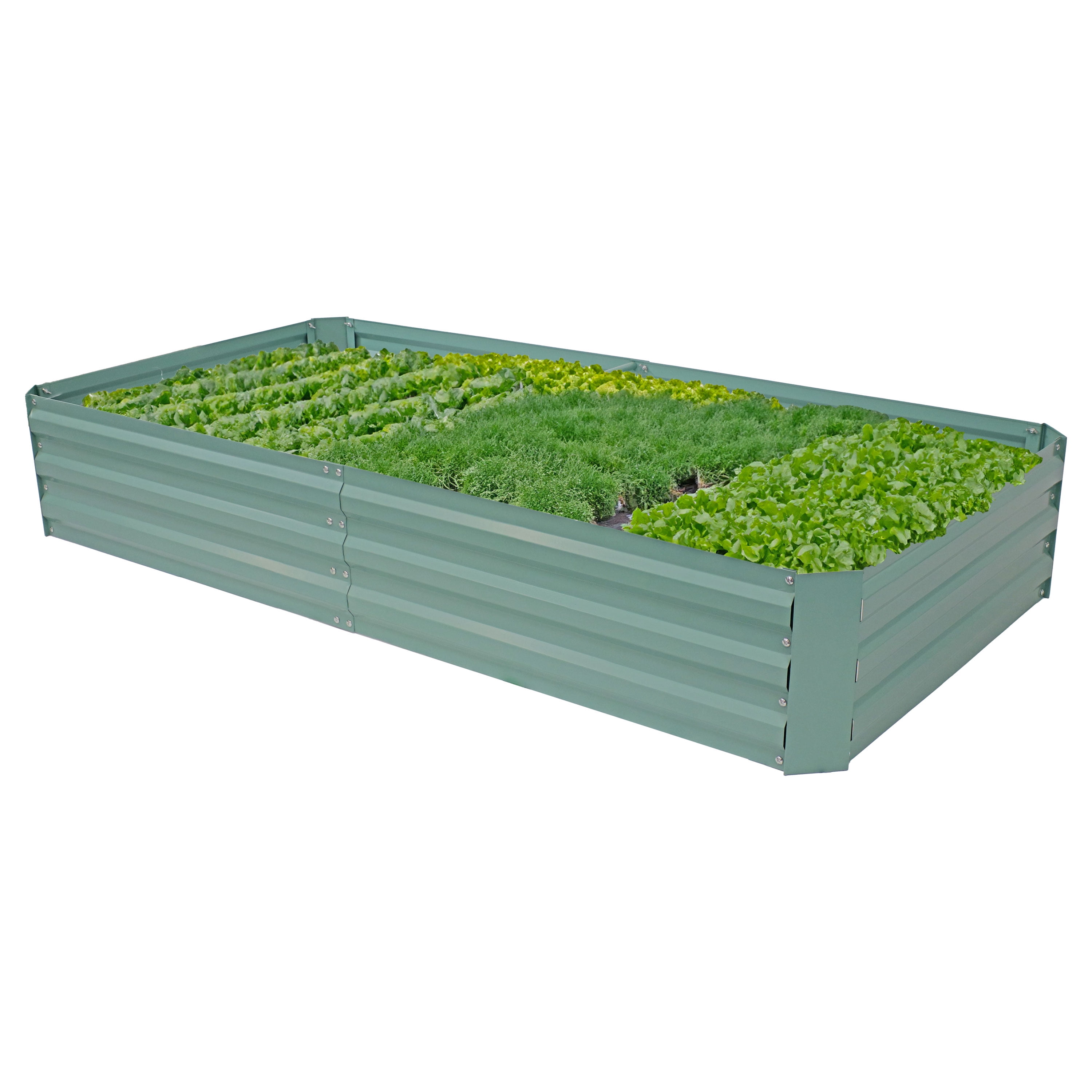 Green Galvanized Steel Extra Large Raised Garden Bed 4' x 8'