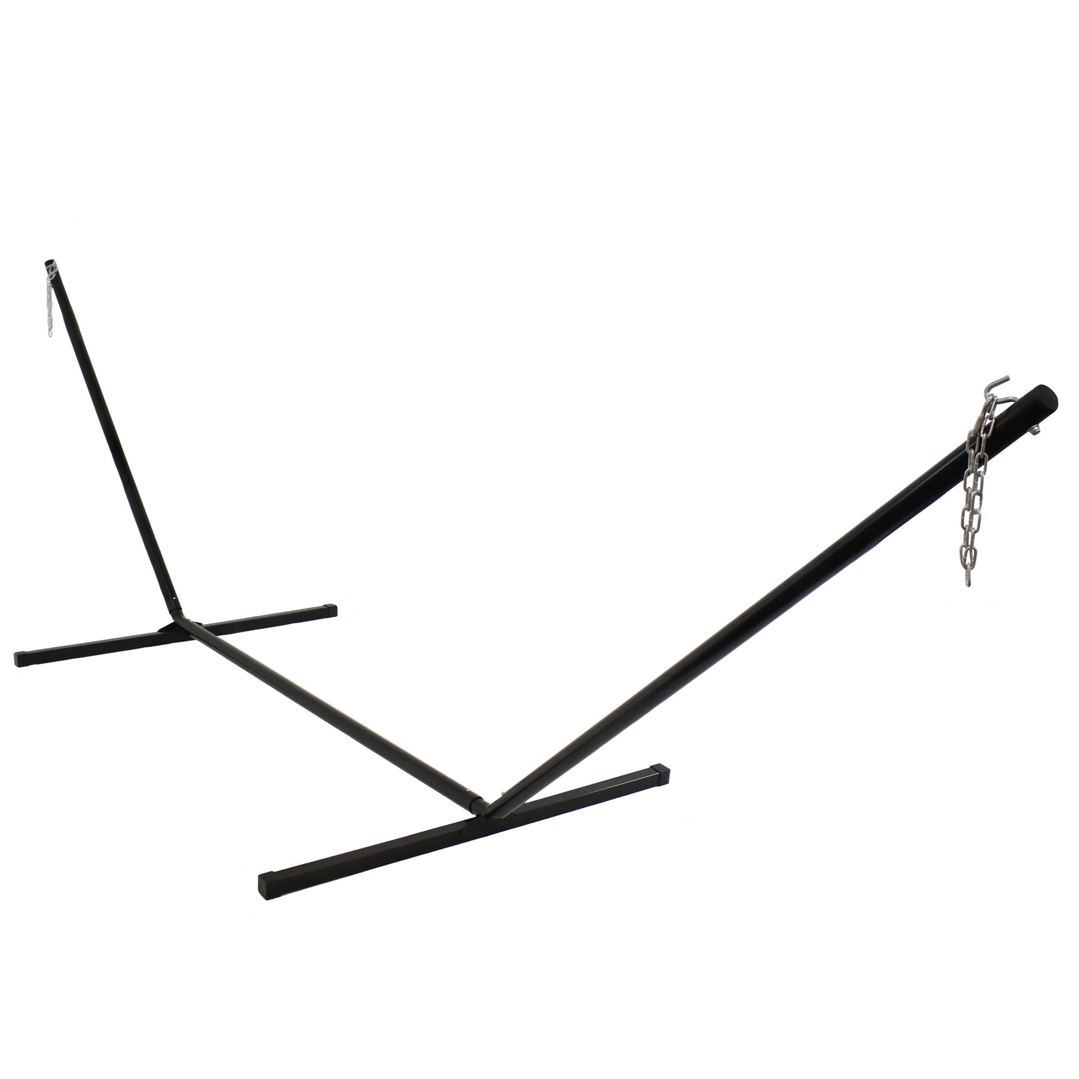 15 ft Black Heavy-Duty Steel Hammock Stand with Adjustable Hooks